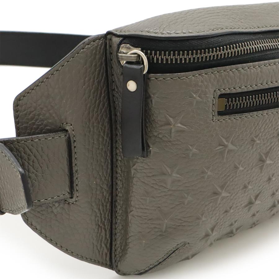 JIMMY CHOO ジミー チュウ ジミーチュウ スターエンボス ボディバッグ ウエストバッグ ショルダーバッグ レザー グレー系 シルバー金具_6
