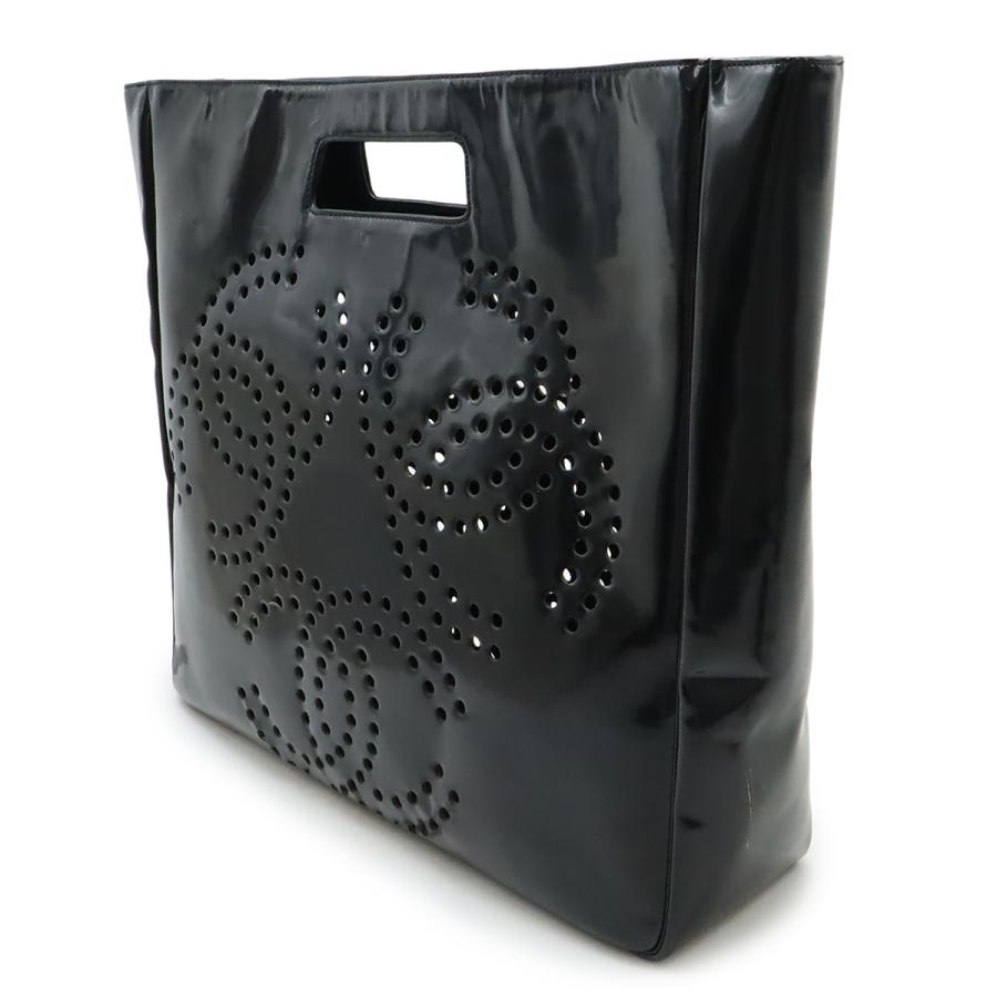 シャネル トリプルココマーク パテントレザー エナメル トートバッグ ブラック CHANEL（シャネル） トリプルココ パンチング ココマーク トートバッグ