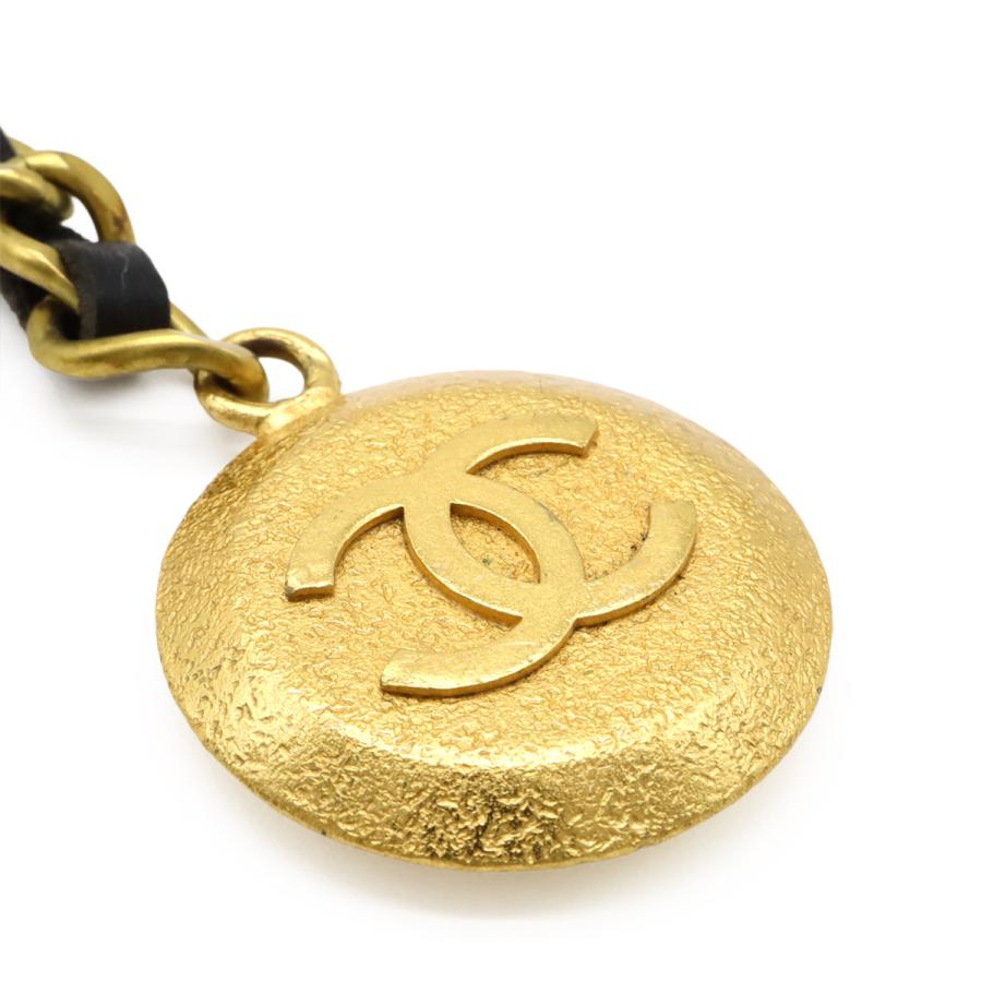 CHANEL シャネル ココマーク CCマーク ヴィンテージ ラウンド チェーン キーホルダー キーリング バッグチャーム GP レザー ゴールド | CHANEL | 02