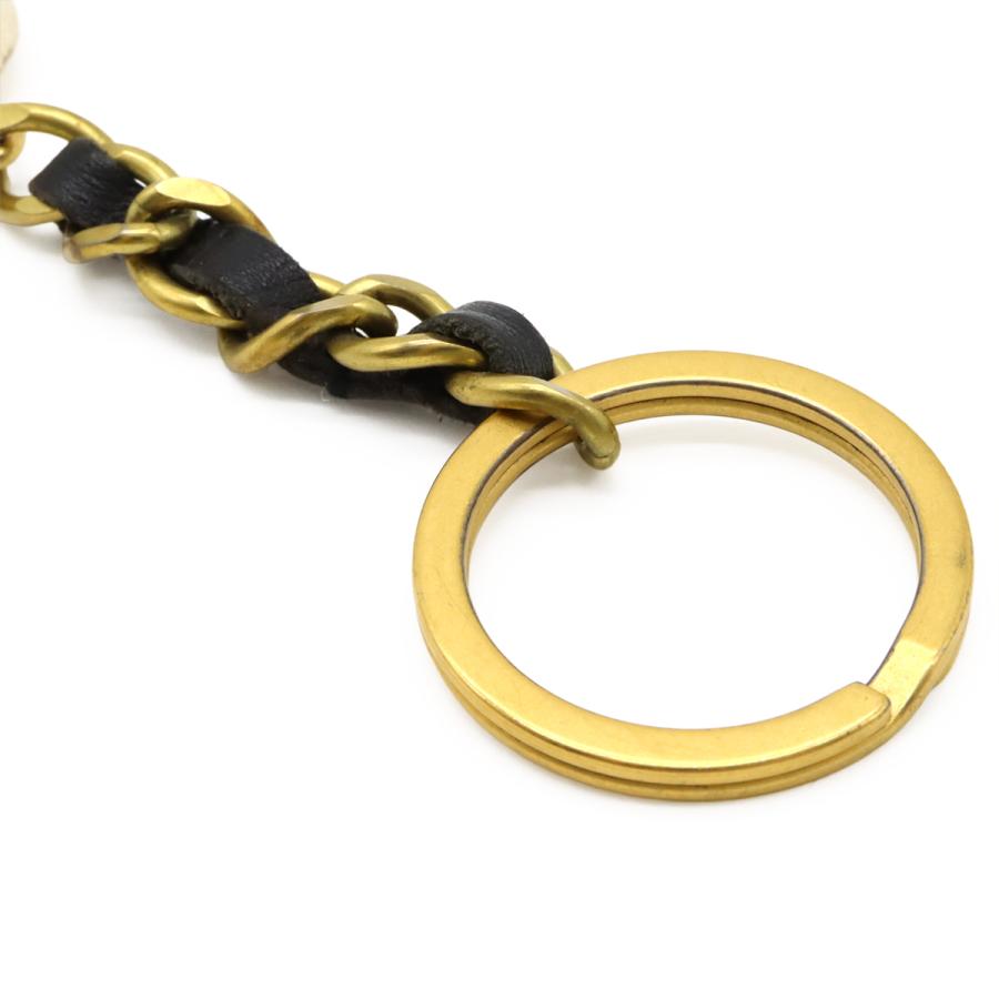 CHANEL シャネル ココマーク CCマーク ヴィンテージ ラウンド チェーン キーホルダー キーリング バッグチャーム GP レザー ゴールド ブラック 95P | CHANEL | 03