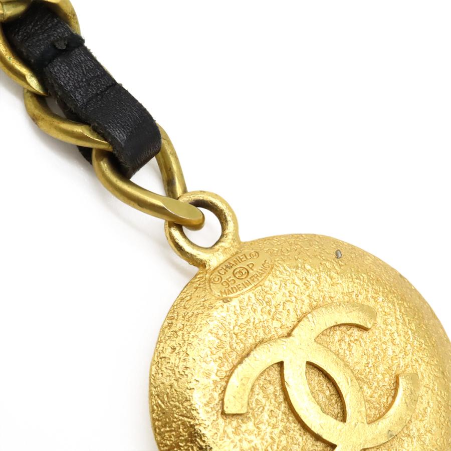 CHANEL シャネル ココマーク CCマーク ヴィンテージ ラウンド チェーン キーホルダー キーリング バッグチャーム GP レザー ゴールド | CHANEL | 04