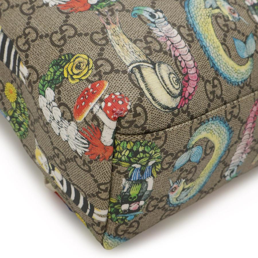 GUCCI グッチ チルドレンズ　GGスプリーム バックパック リュックサック ヒグチユウコ コラボ プリント PVC レザー ベージュ レッド 赤 | GUCCI | 02