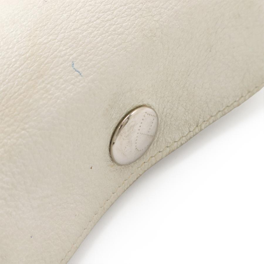 HERMES エルメス ビーポップPM ポーチ 小物入れ ペンケース 筆箱 レザー オフホワイト 白 シルバー金具 □K刻印 | HERMES | 03
