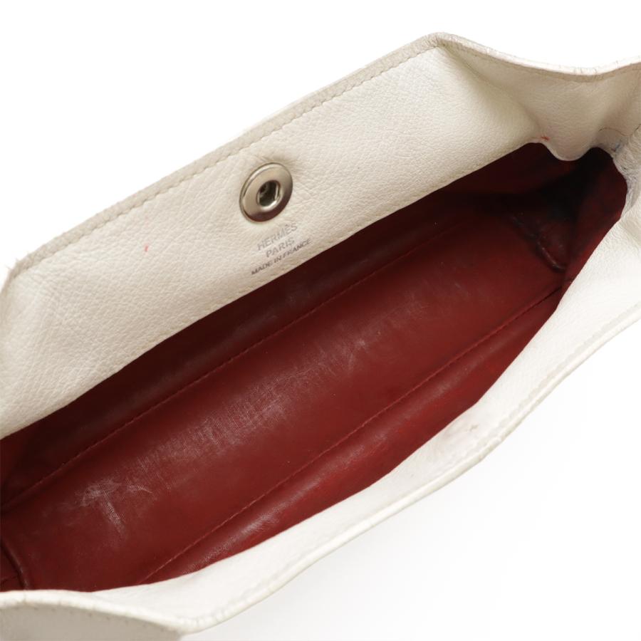 HERMES エルメス ビーポップPM ポーチ 小物入れ ペンケース 筆箱 レザー オフホワイト 白 シルバー金具 □K刻印 | HERMES | 05