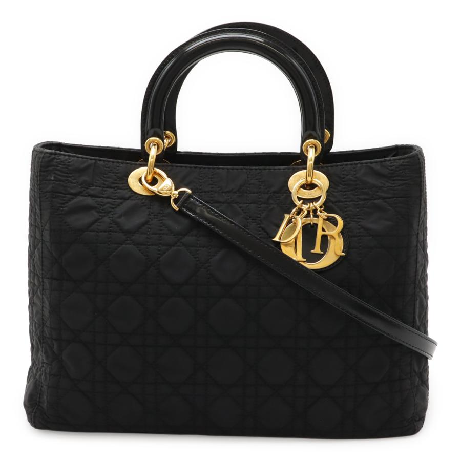 Christian Dior クリスチャン ディオール レディディオール カナージュ ハンドバッグ トートバッグ 2WAYショルダー ナイロン ブラック | Christian Dior
