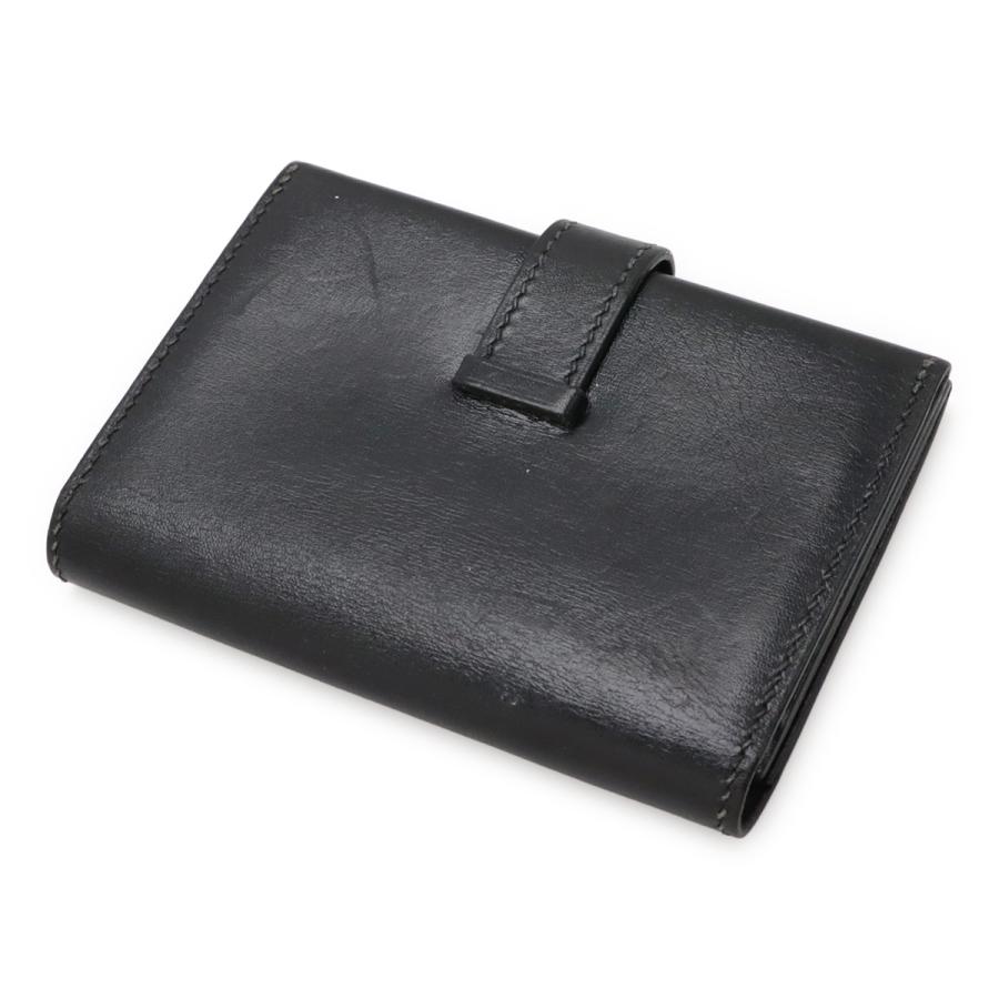 HERMES エルメス ベアン カードケース 名刺入れ パスケース ボックスカーフ BOXカーフ レザー ブラック 黒 シルバー金具 □G刻印 | HERMES | 01