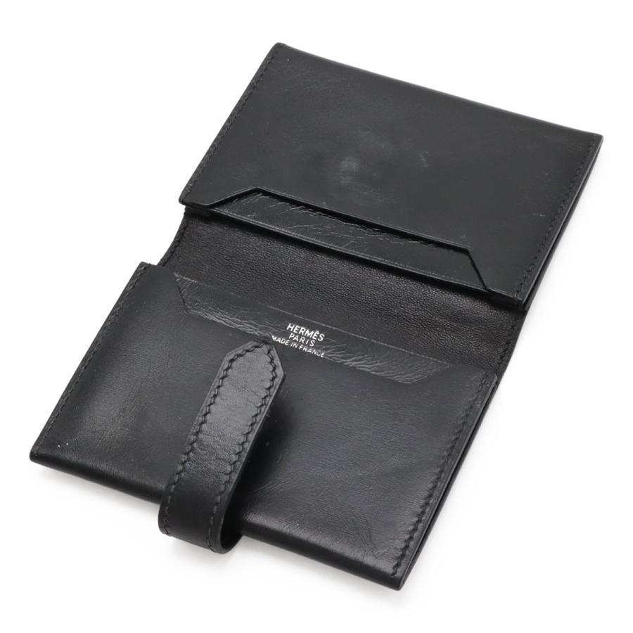 HERMES エルメス ベアン カードケース 名刺入れ パスケース ボックスカーフ BOXカーフ レザー ブラック 黒 シルバー金具 □G刻印 | HERMES | 04