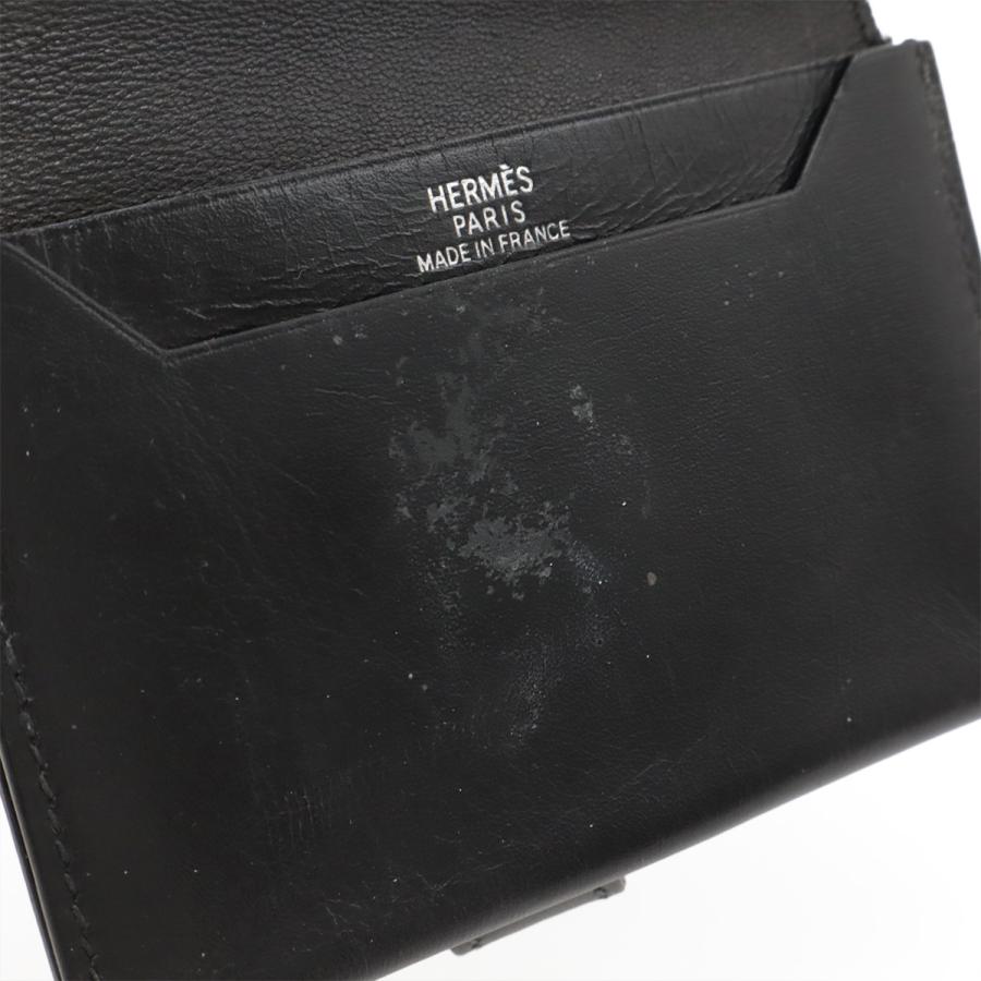 HERMES エルメス ベアン カードケース 名刺入れ パスケース ボックスカーフ BOXカーフ レザー ブラック 黒 シルバー金具 □G刻印 | HERMES | 05