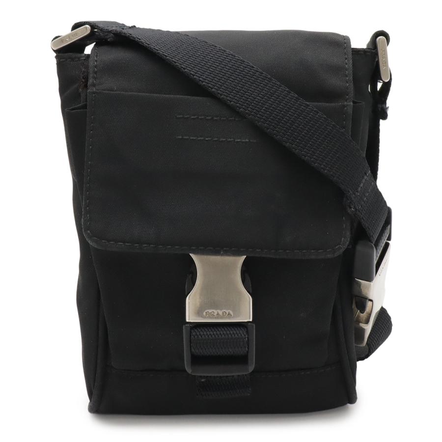 PRADA プラダ トライアングルロゴ ショルダーバッグ ポシェット 2WAY ウエストポーチ ボディバッグ レザー ナイロン NERO 黒 ブラック | PRADA