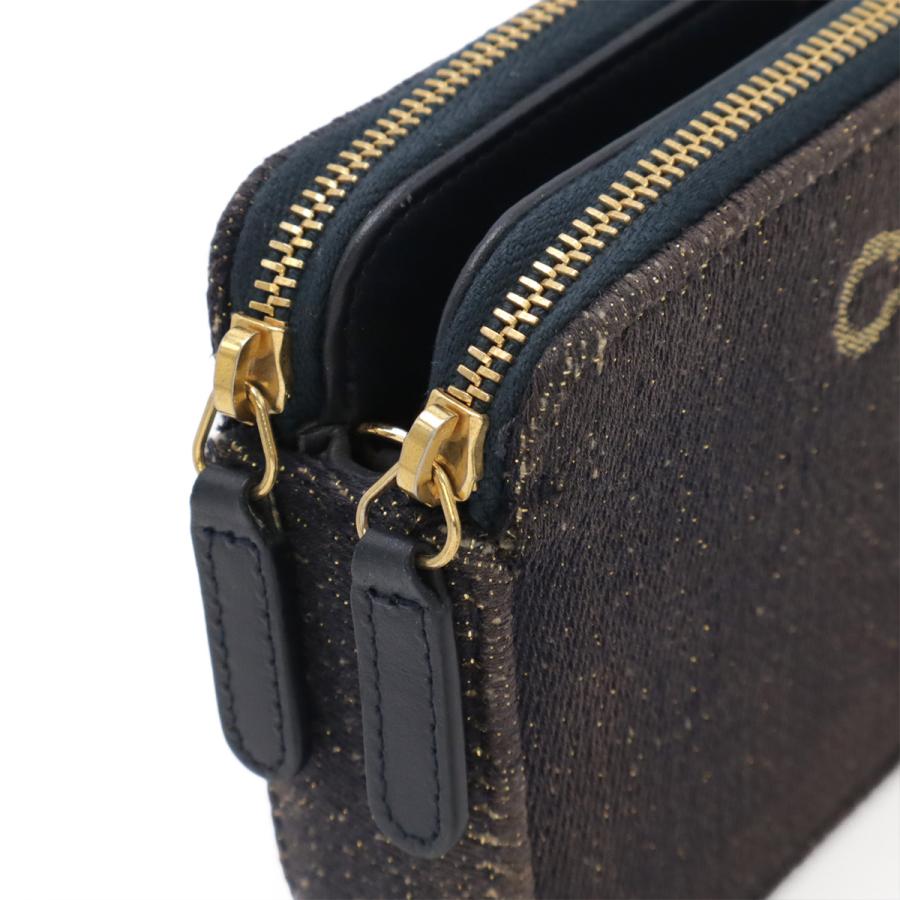 CHANEL シャネル ドーヴィル チェーンウォレット 長財布 クラッチ 2WAY ショルダーバッグ ポシェット キャンバス ラメ ネイビー 紺 | CHANEL | 03