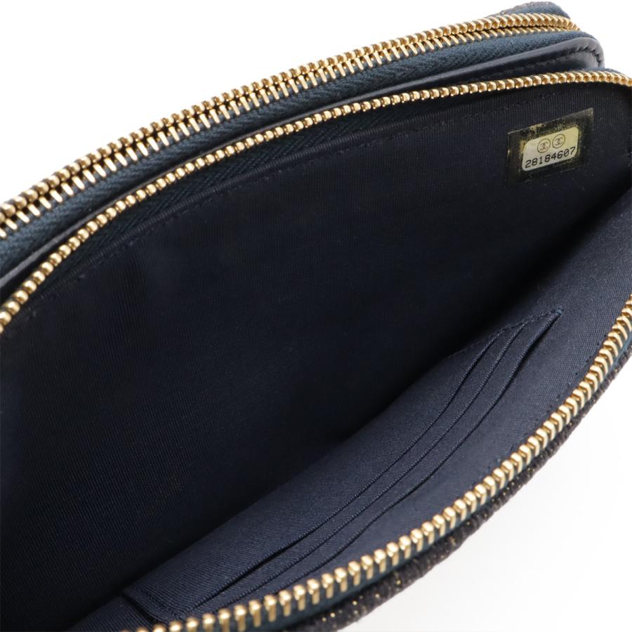 CHANEL シャネル ドーヴィル チェーンウォレット 長財布 クラッチ 2WAY ショルダーバッグ ポシェット キャンバス ラメ ネイビー 紺 | CHANEL | 05