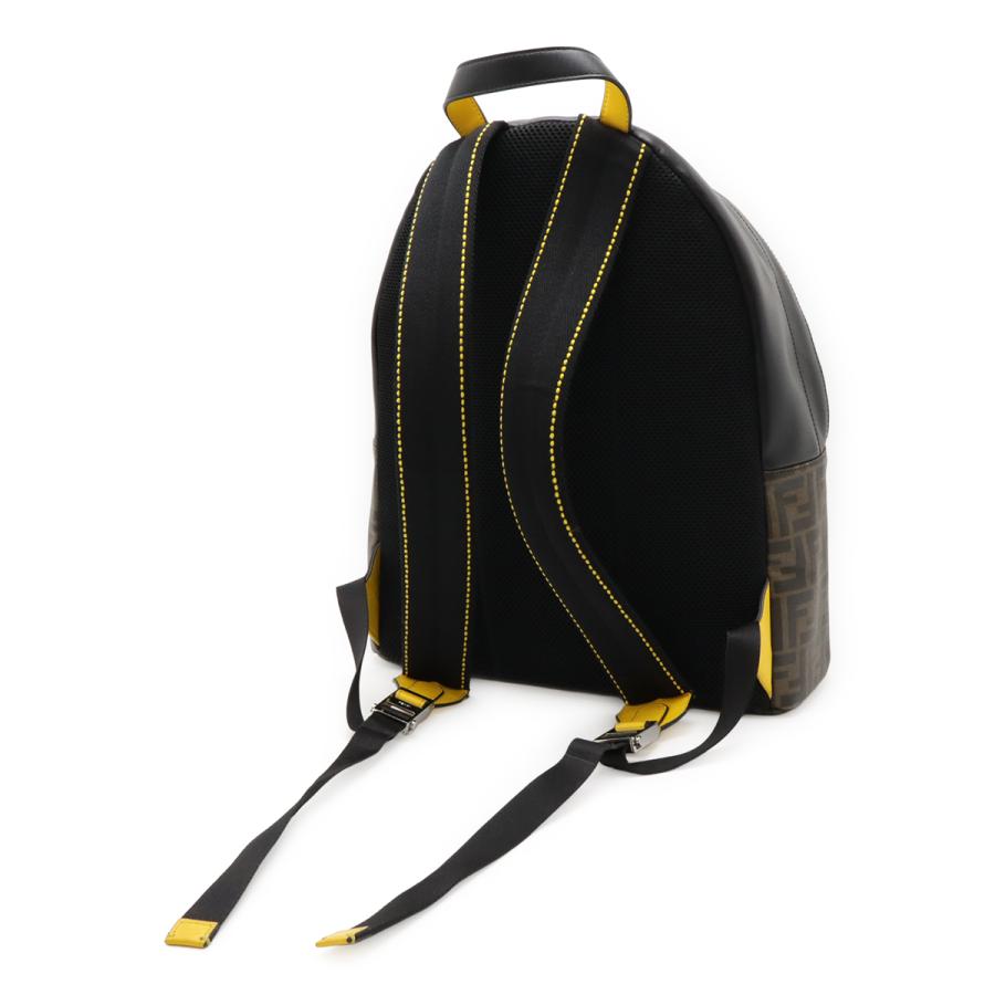 FENDI フェンディ ズッカ柄 バックパック リュックサック PVC レザー カーキブラウン ブラック 黒 イエロー 黄色 シルバー金具 7VZ042 | FENDI | 01