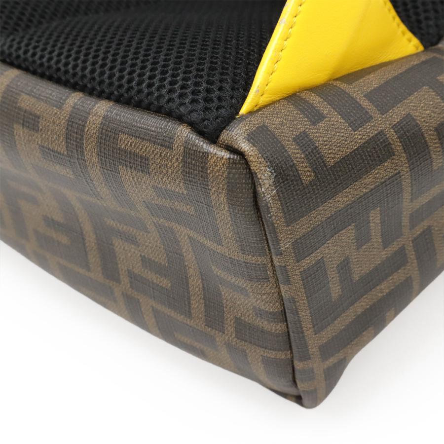 FENDI フェンディ ズッカ柄 バックパック リュックサック PVC レザー カーキブラウン ブラック 黒 イエロー 黄色 シルバー金具 7VZ042 | FENDI | 02