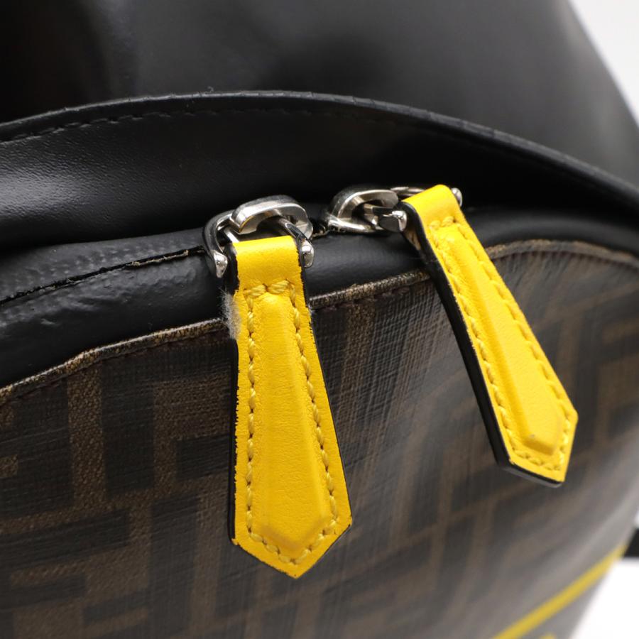 FENDI フェンディ ズッカ柄 バックパック リュックサック PVC レザー カーキブラウン ブラック 黒 イエロー 黄色 シルバー金具 7VZ042 | FENDI | 04