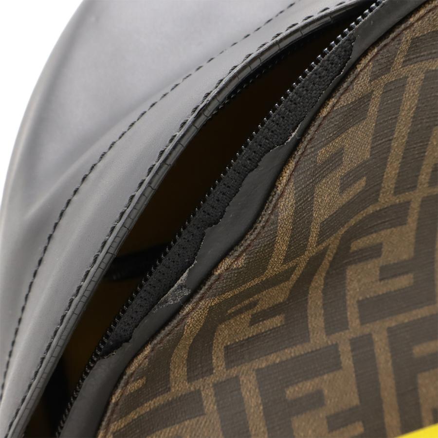 FENDI フェンディ ズッカ柄 バックパック リュックサック PVC レザー カーキブラウン ブラック 黒 イエロー 黄色 シルバー金具 7VZ042 | FENDI | 05