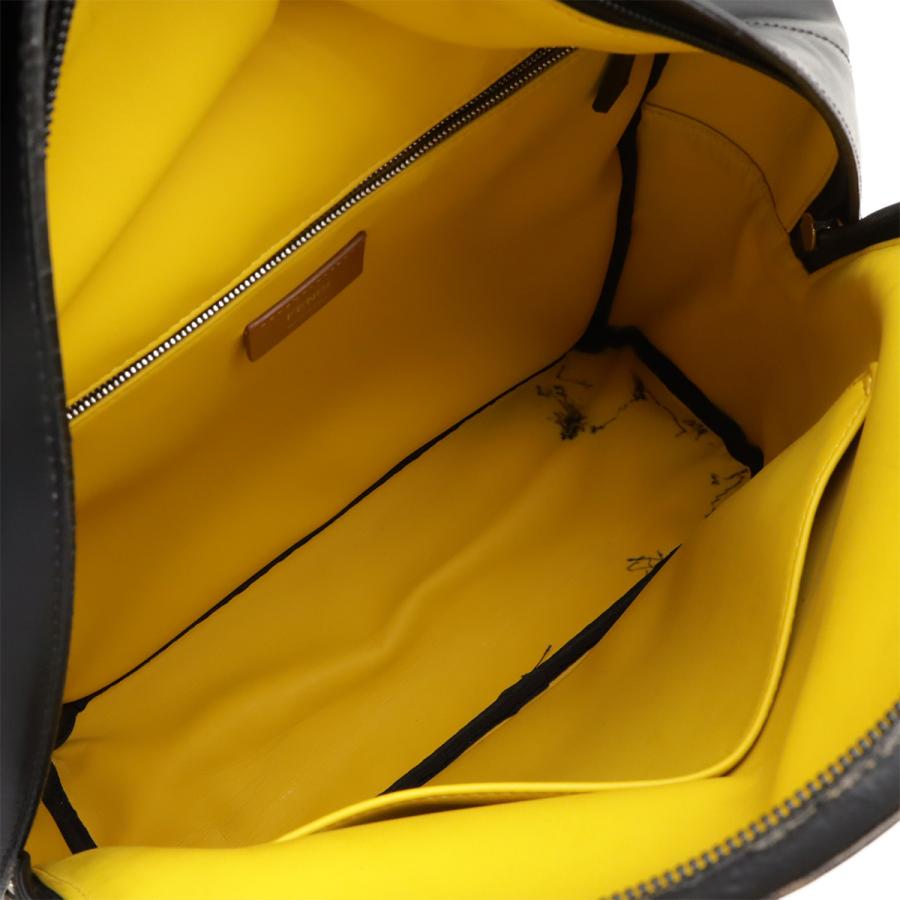 FENDI フェンディ ズッカ柄 バックパック リュックサック PVC レザー カーキブラウン ブラック 黒 イエロー 黄色 シルバー金具 7VZ042 | FENDI | 07