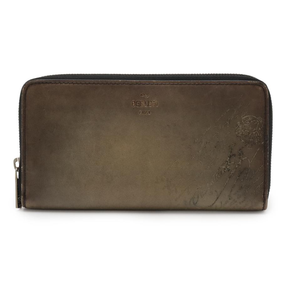 Berluti ベルルッティ カリグラフィー イタウバ ロングジップウォレット ラウンドファスナー 長財布 スクリットレザー グレージュ系 | Berluti