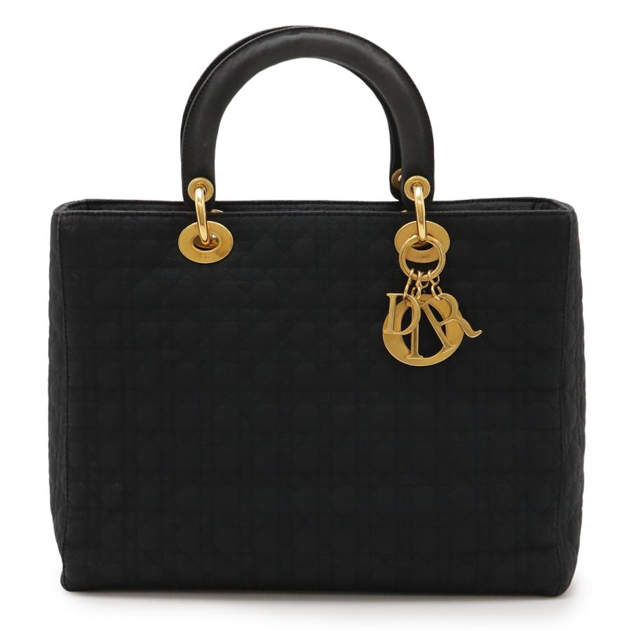 (美品) クリスチャンディオール カナージュ ハンドバッグ 黒 ブラック Christian Dior（クリスチャン・ディオール） クリスチャン ディオール