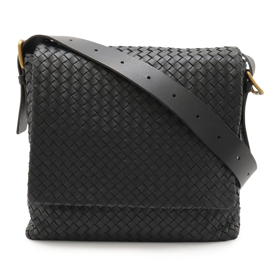 BOTTEGA VENETA ボッテガ ヴェネタ ボッテガベネタ イントレチャート ショルダーバッグ メッセンジャーバッグ 斜め掛け レザー ブラック | BOTTEGA VENETA
