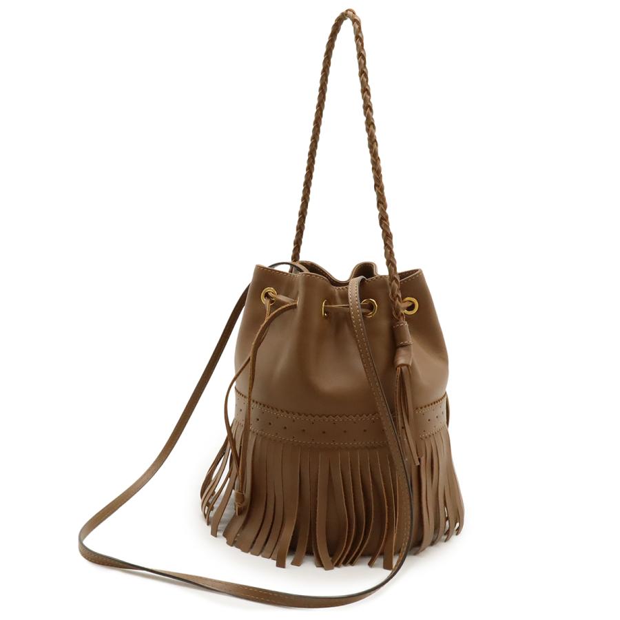 J&M DAVIDSON ジェイ&エム デヴィットソン フリンジカーニバル M ショルダーバッグ 巾着型 トートバッグ 肩掛け レザーブラウン 茶 |  | 01