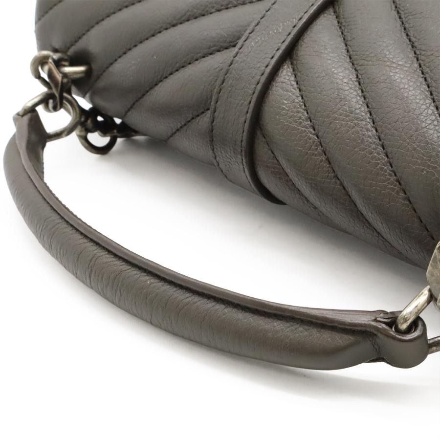 YSL グレー レザーハンドバッグ イブサンローラン SAINT LAURENT PARIS サン ローラン パリ YSL イブサンローラン