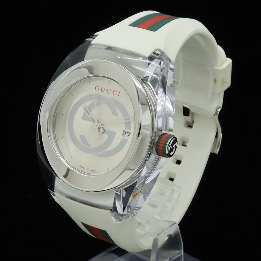 GUCCI グッチ シンク インターロッキングG シェリー シルバー文字盤 SS ラバー メンズ クォーツ 腕時計 137.1 YA137102A | GUCCI | 01