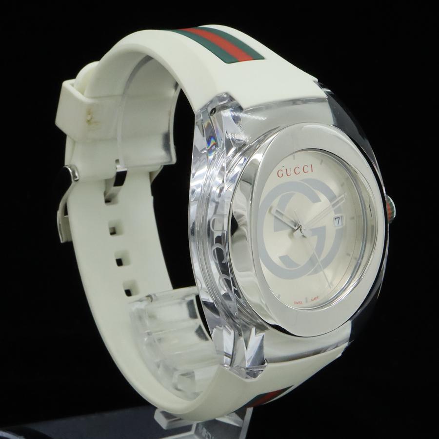 GUCCI グッチ シンク インターロッキングG シェリー シルバー文字盤 SS ラバー メンズ クォーツ 腕時計 137.1 YA137102A | GUCCI | 02