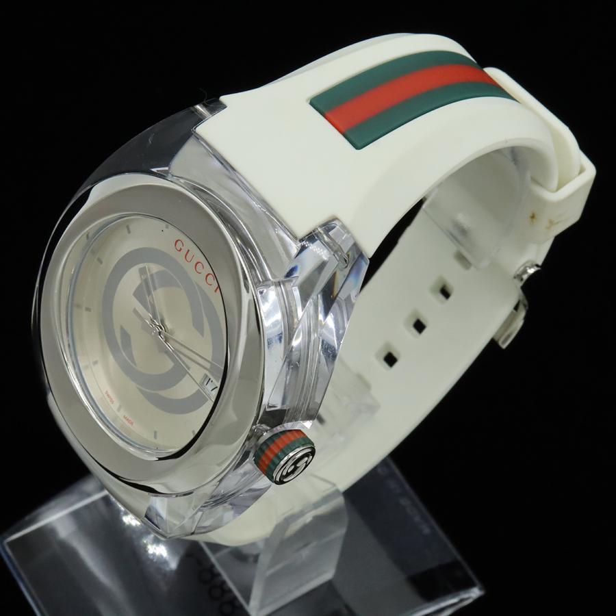 GUCCI グッチ シンク インターロッキングG シェリー シルバー文字盤 SS ラバー メンズ クォーツ 腕時計 137.1 YA137102A | GUCCI | 05