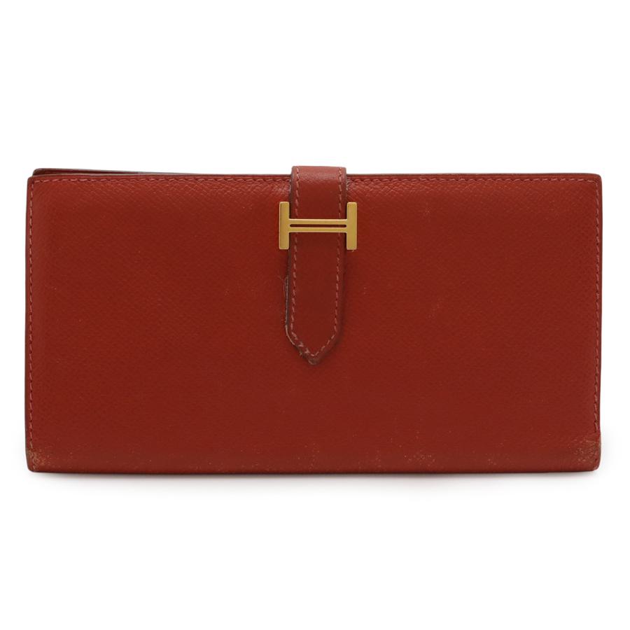 HERMES エルメス ベアン クラシック 2つ折長財布 二つ折り長財布 ヴォーエプソン レザー ヴァーミリオン オレンジレッド系 ゴールド金具 | HERMES