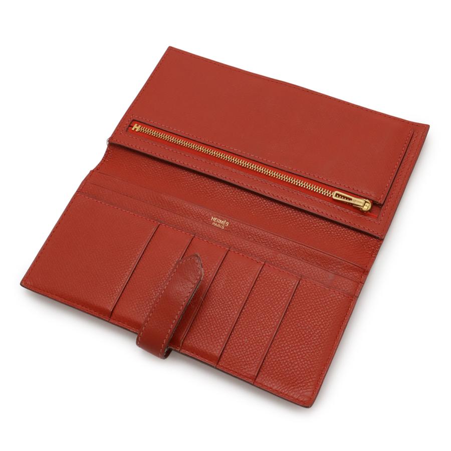 HERMES エルメス ベアン クラシック 2つ折長財布 二つ折り長財布 ヴォーエプソン レザー ヴァーミリオン オレンジレッド系 ゴールド金具 | HERMES | 04