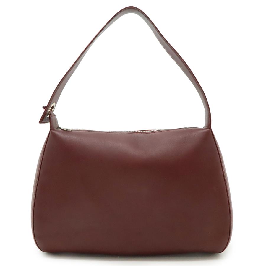 Cartier カルティエ ショルダーバッグ セミショルダー ワンショルダー 肩掛け レザー ボルドー 赤 シルバー金具 | Cartier