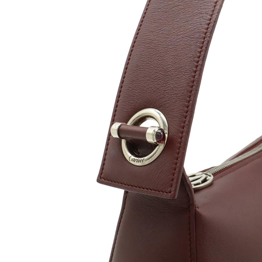 Cartier カルティエ ショルダーバッグ セミショルダー ワンショルダー 肩掛け レザー ボルドー 赤 シルバー金具 | Cartier | 08