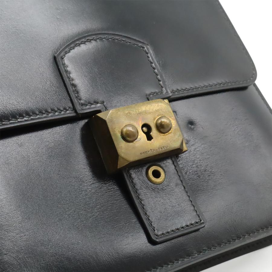 HERMES エルメス サックアデペッシュDPLG ショルダーバッグ 縦長 ボックスカーフ レザー ブラック 黒 ゴールド金具 ○I刻印 | HERMES | 08