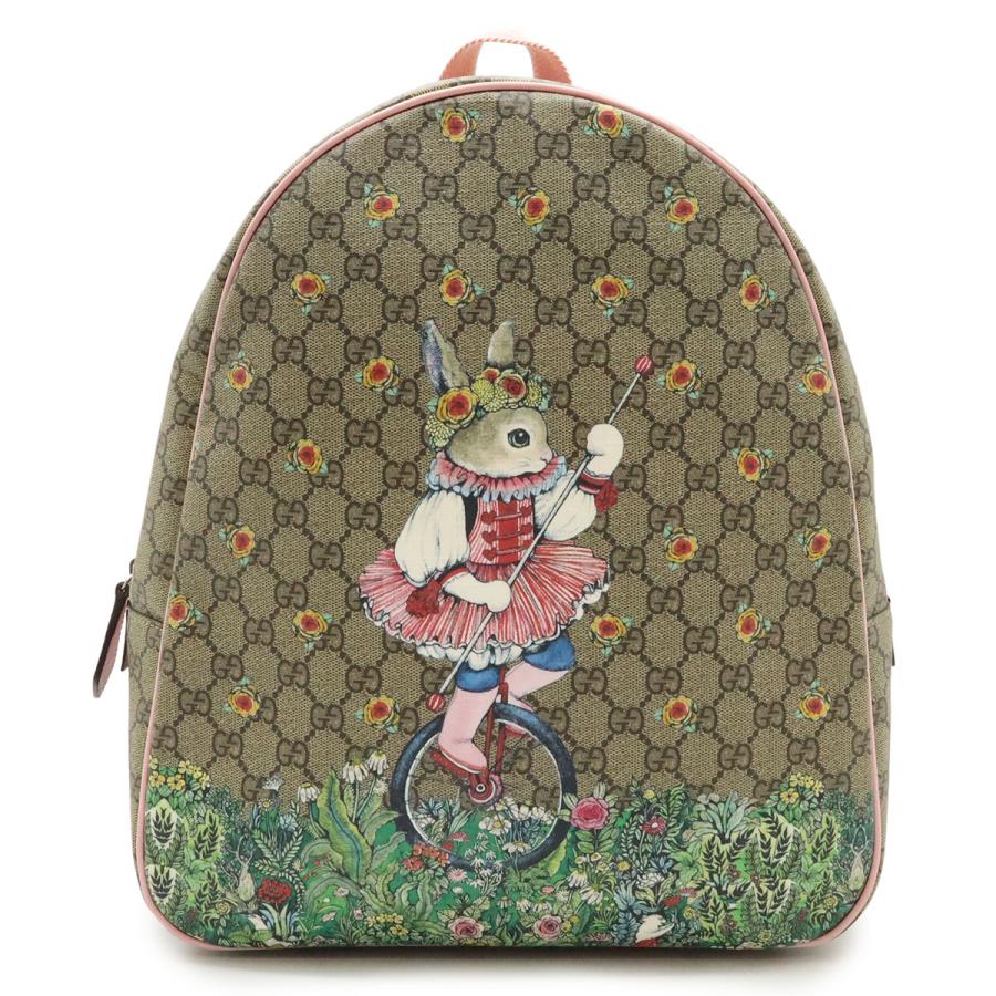 GUCCI グッチ チルドレンズ GGスプリーム バックパック リュックサック ヒグチユウコ コラボ ラビット うさぎ プリント PVC ベージュ | GUCCI