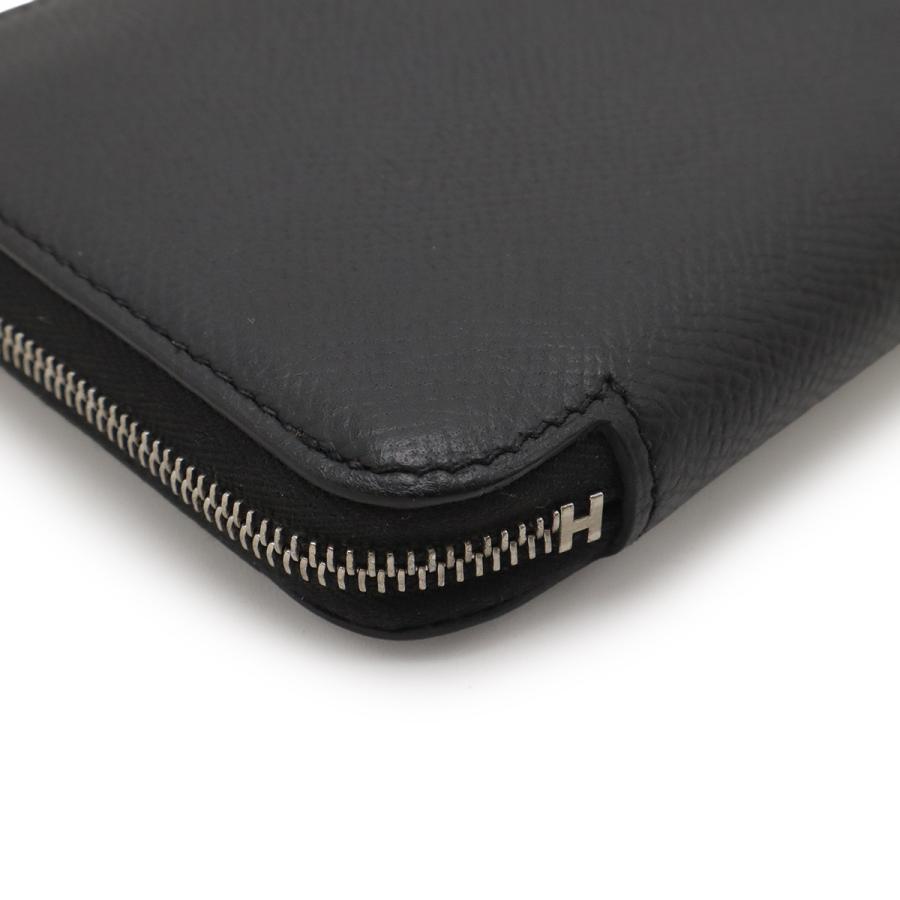 HERMES エルメス アザップシルクイン コンパクト コインケース 小銭入れ コインパース ラウンドファスナー ヴォーエプソン ブラック 黒 D刻印 | HERMES | 02