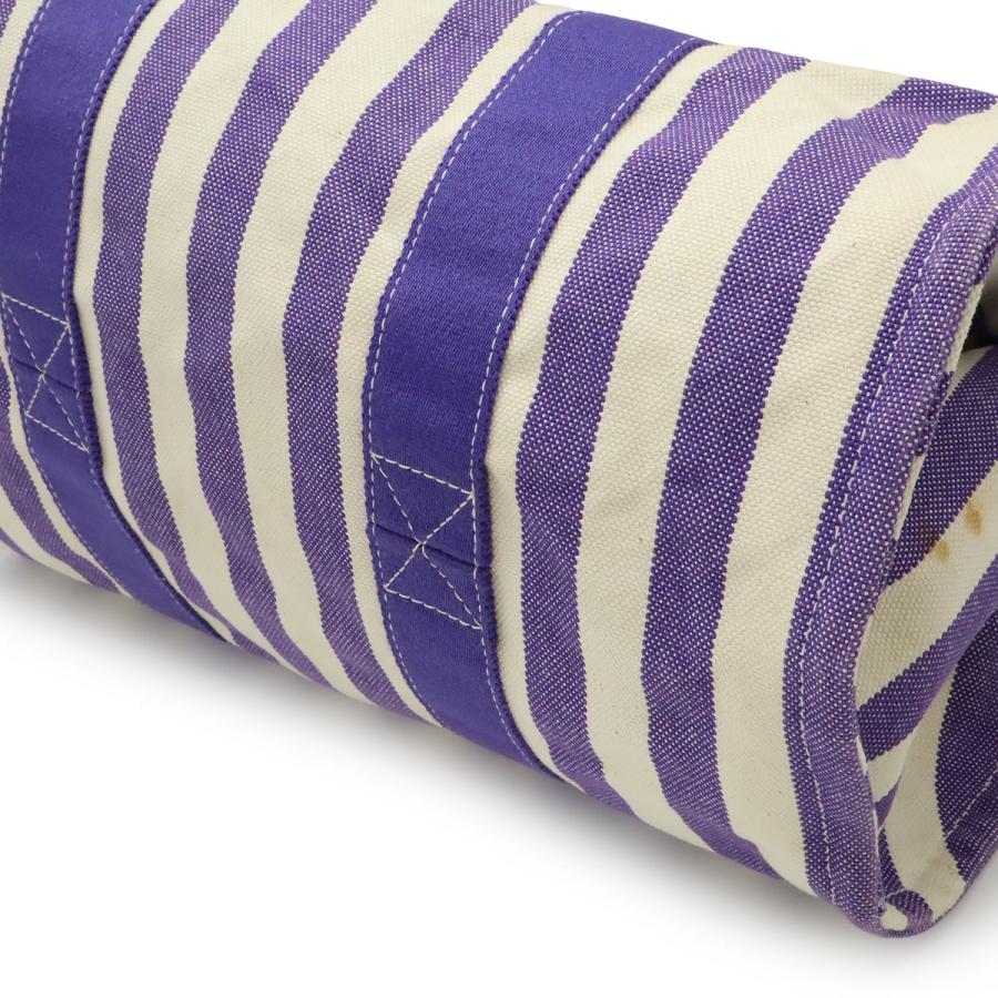 HERMES エルメス カンヌMM トートバッグ ハンドバッグ ストライプ キャンバス パープル 紫 アイボリー ポーチ付き | HERMES | 02