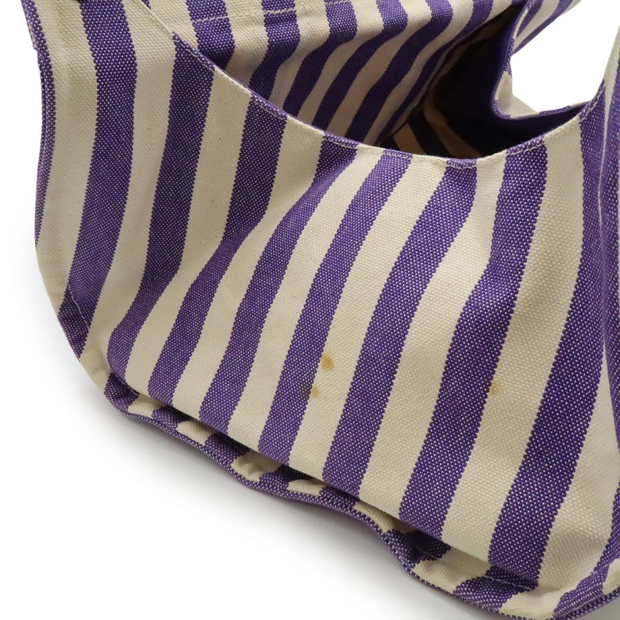 HERMES エルメス カンヌMM トートバッグ ハンドバッグ ストライプ キャンバス パープル 紫 アイボリー ポーチ付き | HERMES | 05