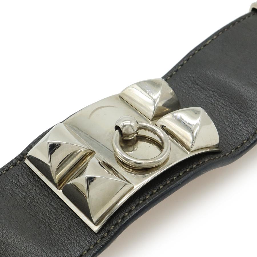 HERMES エルメス　メドール　バングル　ブレスレット　ブラックレザー HERMES（エルメス） コリエドシアン メドールブレス ブレスレット