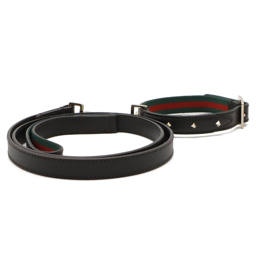 GUCCI グッチ シェリーライン ペットリード 首輪 セット ドッグ 犬用 散歩 スタッズ レザー ダークブラウン ゴールド金具 | GUCCI | 01