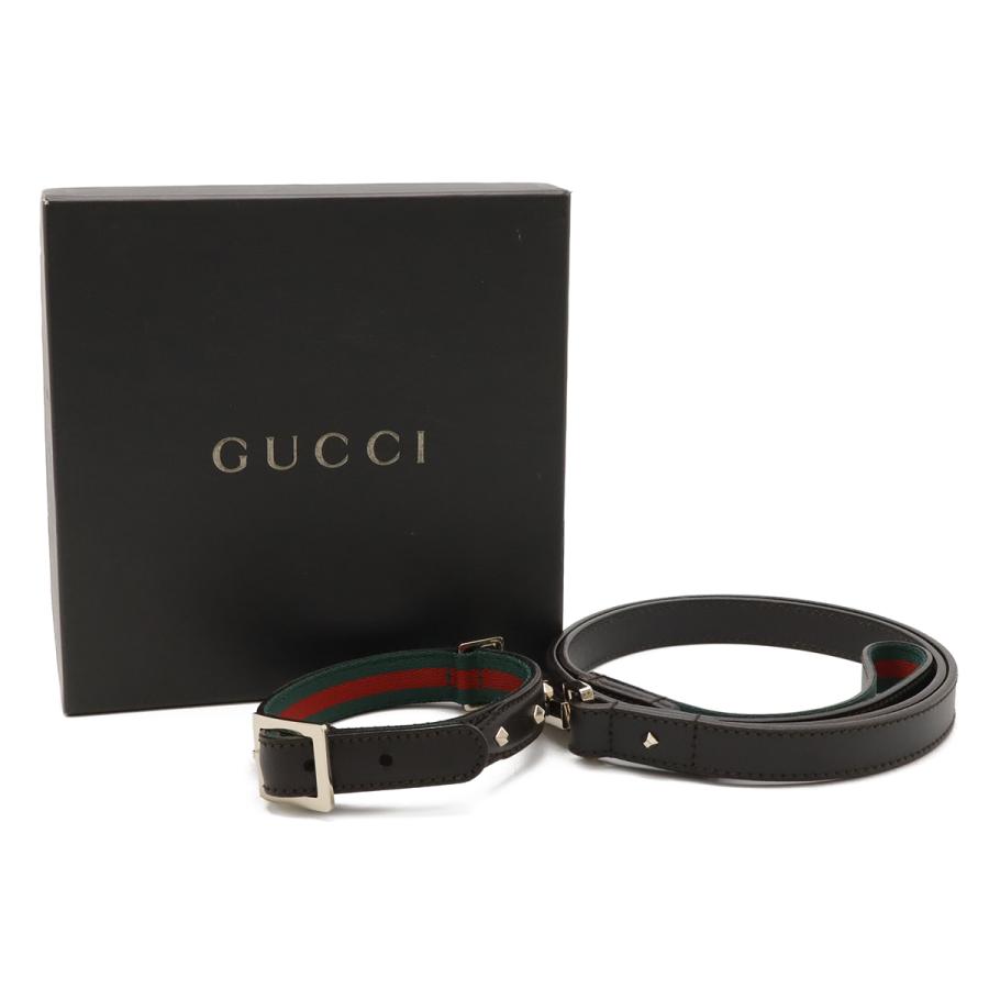 GUCCI グッチ シェリーライン ペットリード 首輪 セット ドッグ 犬用 散歩 スタッズ レザー ダークブラウン ゴールド金具 | GUCCI | 07