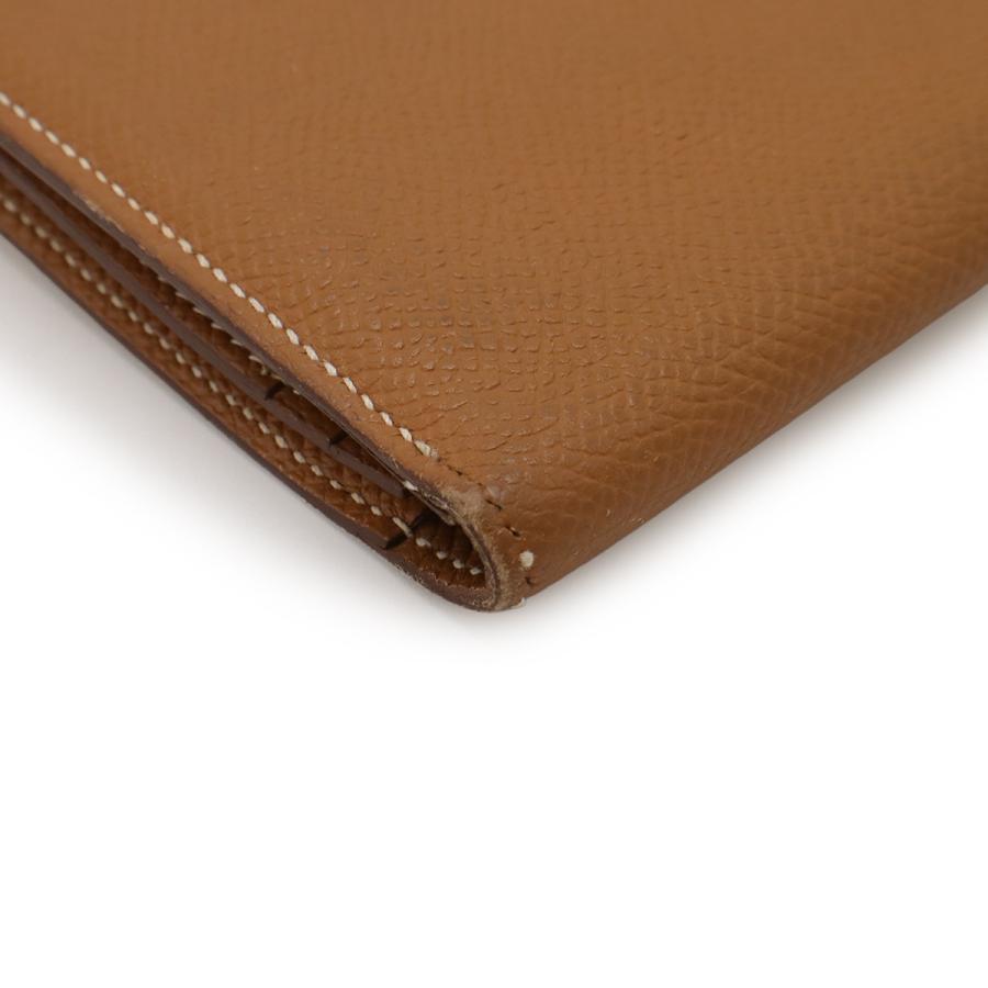 HERMES エルメス ベアンスフレ 2つ折長財布 二つ折り長財布 ヴォーエプソン レザー ゴールド ライトブラウン シルバー金具 T刻印 | HERMES | 02