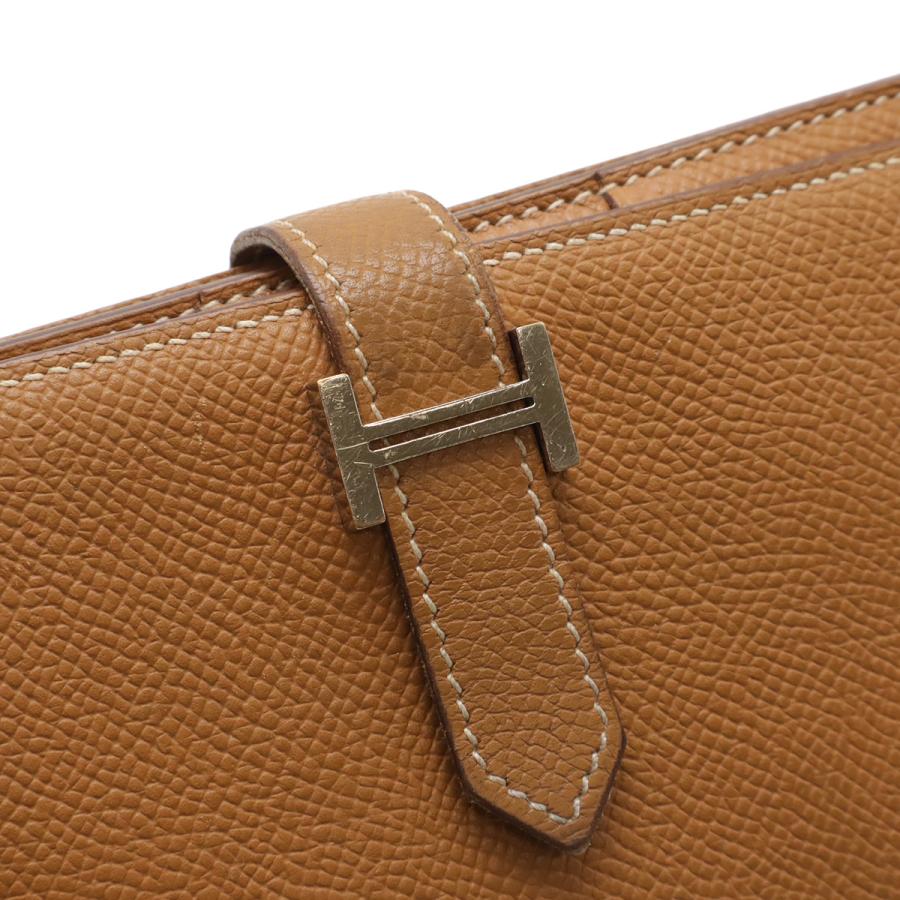 HERMES エルメス ベアンスフレ 2つ折長財布 二つ折り長財布 ヴォーエプソン レザー ゴールド ライトブラウン シルバー金具 T刻印 | HERMES | 03