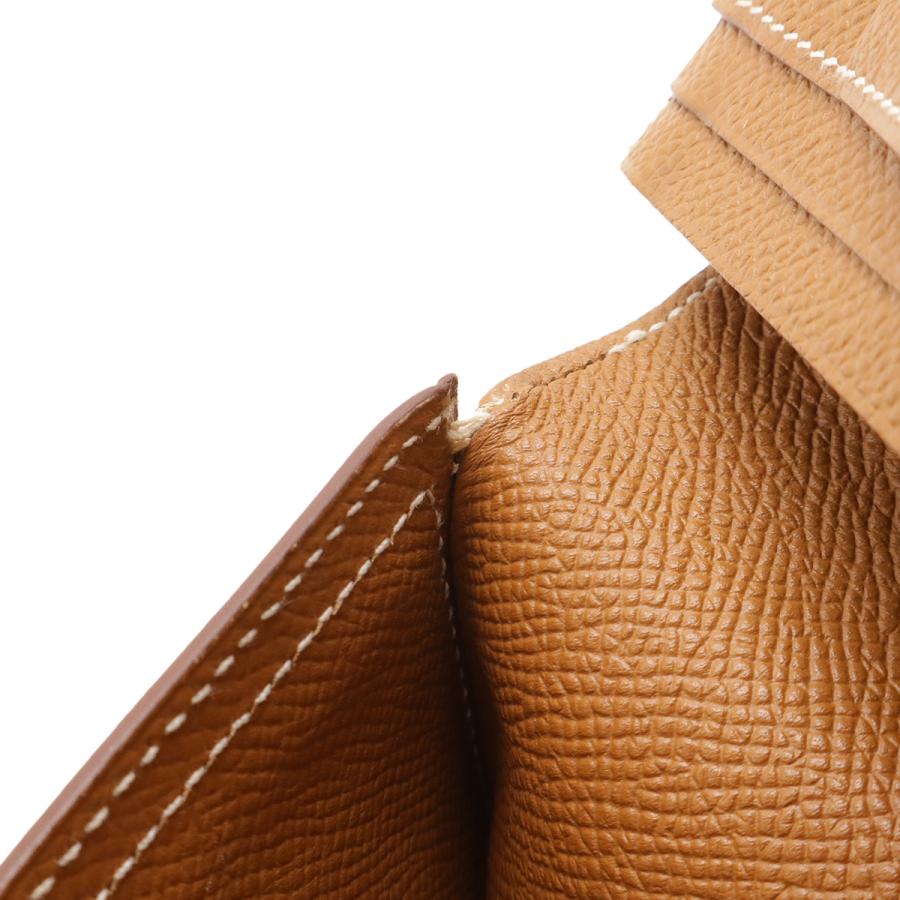 HERMES エルメス ベアンスフレ 2つ折長財布 二つ折り長財布 ヴォーエプソン レザー ゴールド ライトブラウン シルバー金具 T刻印 | HERMES | 06