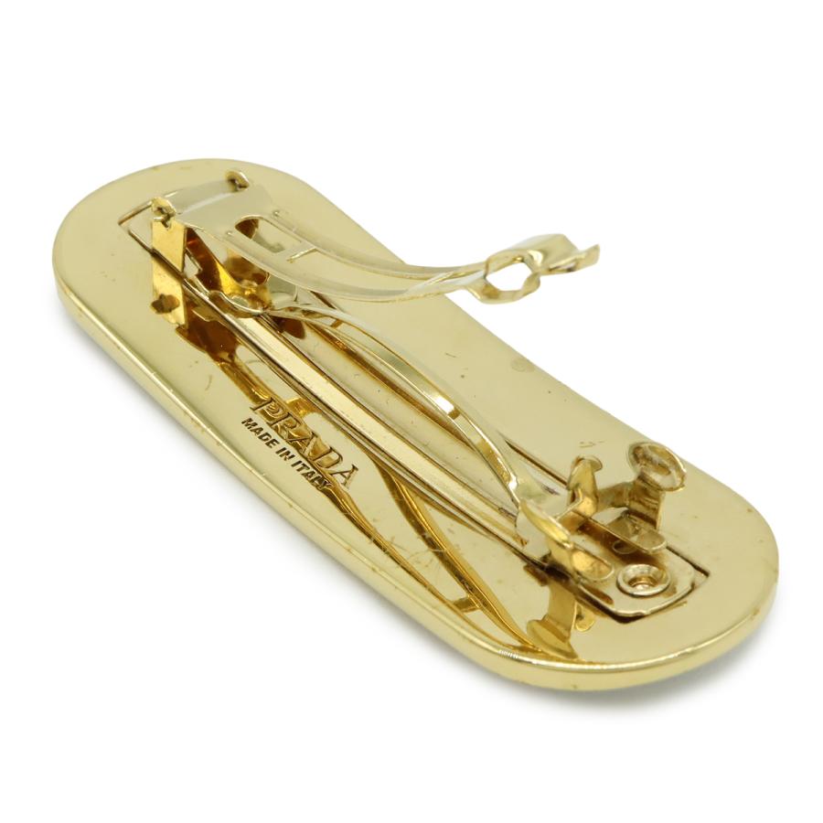 PRADA プラダ ロゴ バレッタ ヘアクリップ ヘアアクセサリー 髪留め メタル ライトグレー ゴールド金具 1IF022 | PRADA | 03