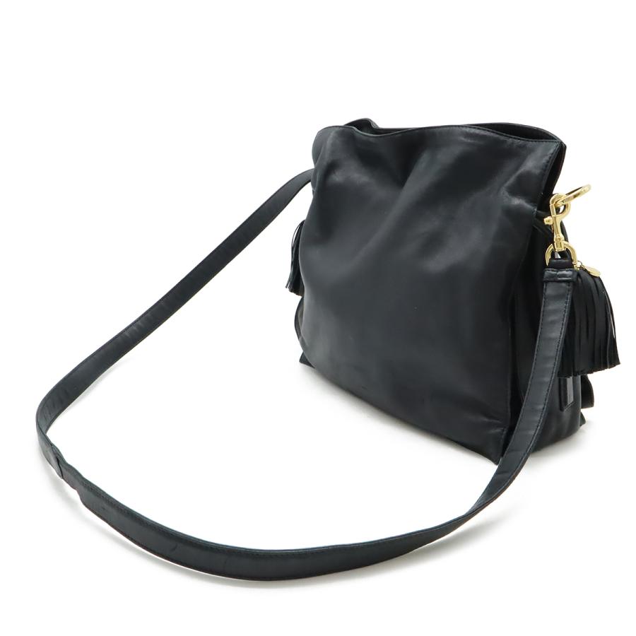LOEWE ロエベ フラメンコ30 アナグラム ショルダーバッグ セミショルダー 2WAY 斜め掛け 肩掛け フリンジ ナッパレザー ブラック 黒 ゴールド金具 | LOEWE | 01