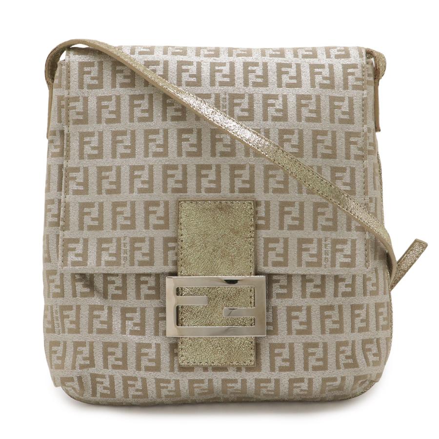 FENDI フェンディ ズッキーノ柄 ショルダーバッグ ポシェット 斜め掛け キャンバス レザー ゴールド ベージュ 8BT075 | FENDI
