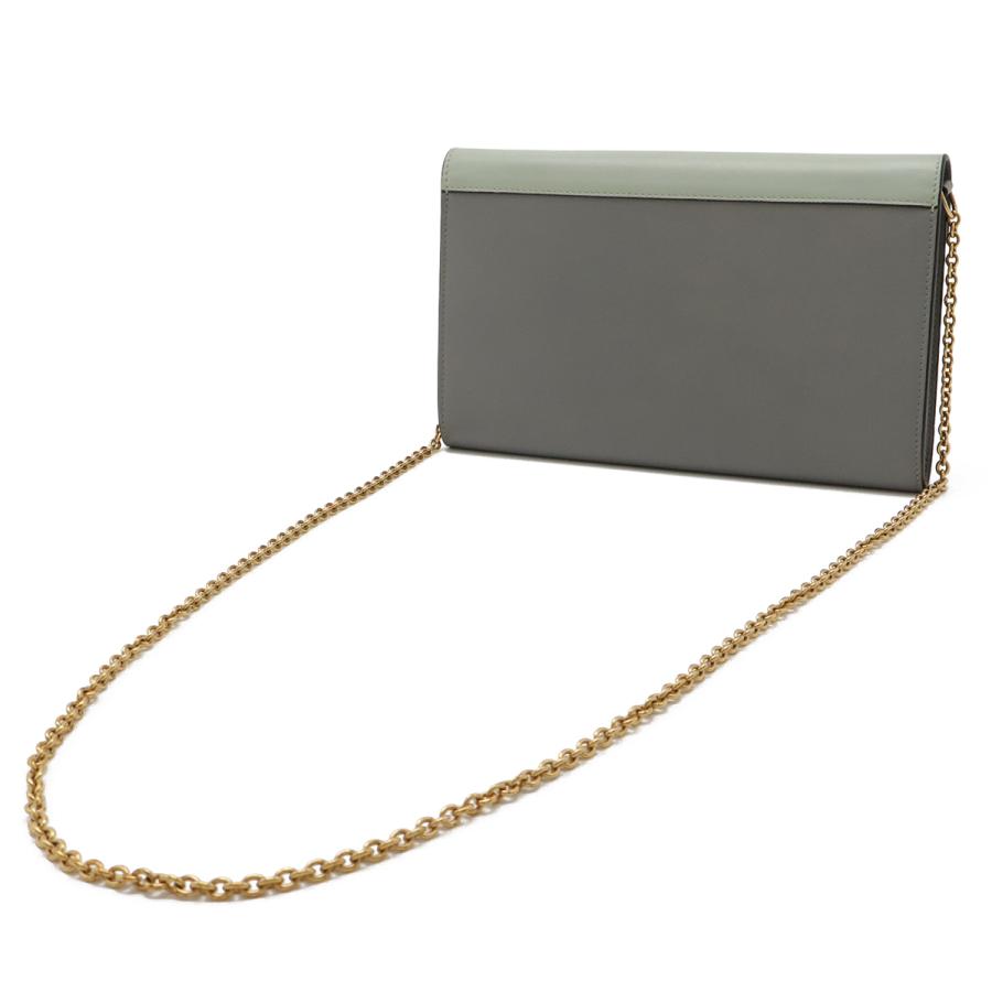 CELINE セリーヌ ロゴ レザー 2WAY クラッチ ショルダー バッグ 斜め掛け グレージュ ゴールド金具 レザー レディース かばん tm88 CELINE - CELINE セリーヌ ロゴ レザー 2WAY クラッチ ショルダー