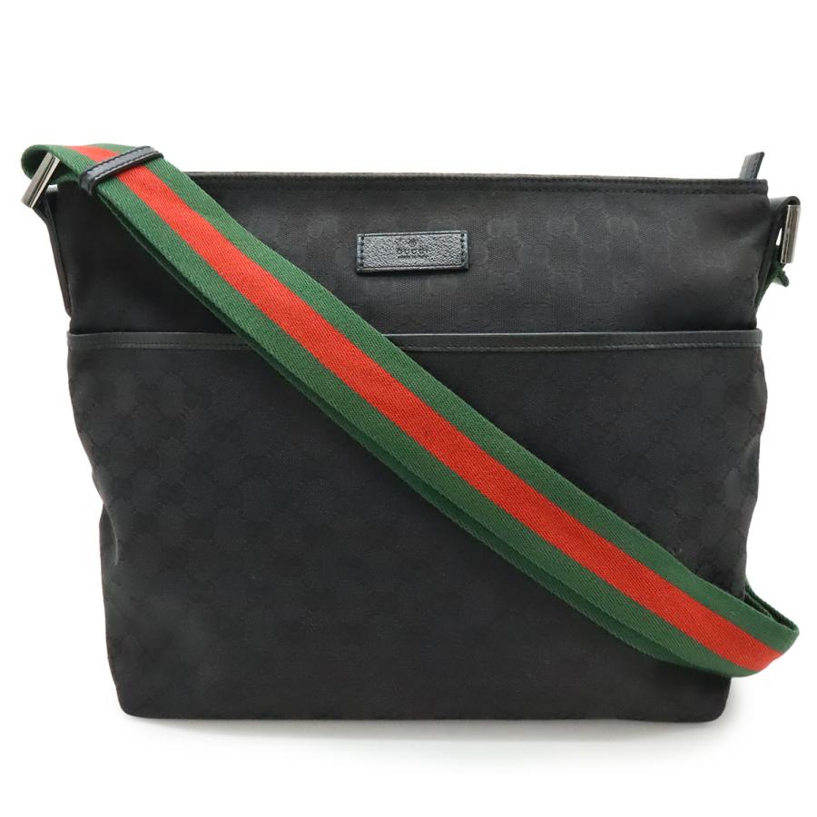 GUCCI グッチ GGキャンバス シェリーライン ウェブライン ショルダーバッグ 斜め掛け レザー ブラック 黒  189751 | GUCCI