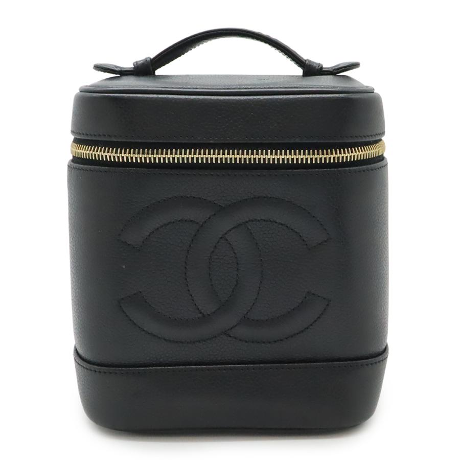 CHANEL シャネル ココマーク バニティバッグ ハンドバッグ 化粧ポーチ コスメポーチ キャビアスキン レザー ブラック 黒 ゴールド金具 A01998 CHANEL（シャネル） ココマーク バニティバッグ ハンドバッグ 化粧