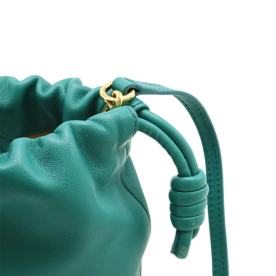 LOEWE ロエベ フラメンコパース ミニ ジェイドコレクション ショルダーバッグ ポシェット 2WAY クラッチバッグ 巾着 ポーチ レザー グリーン 緑 | LOEWE | 03